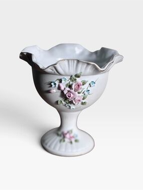 Vintage Lefton 1950’s ceramic compote pedestal bowl